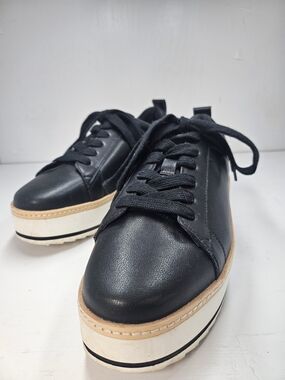 Chelsea & Violet Black Lace-Up Platform Sneakers with Cream Sole